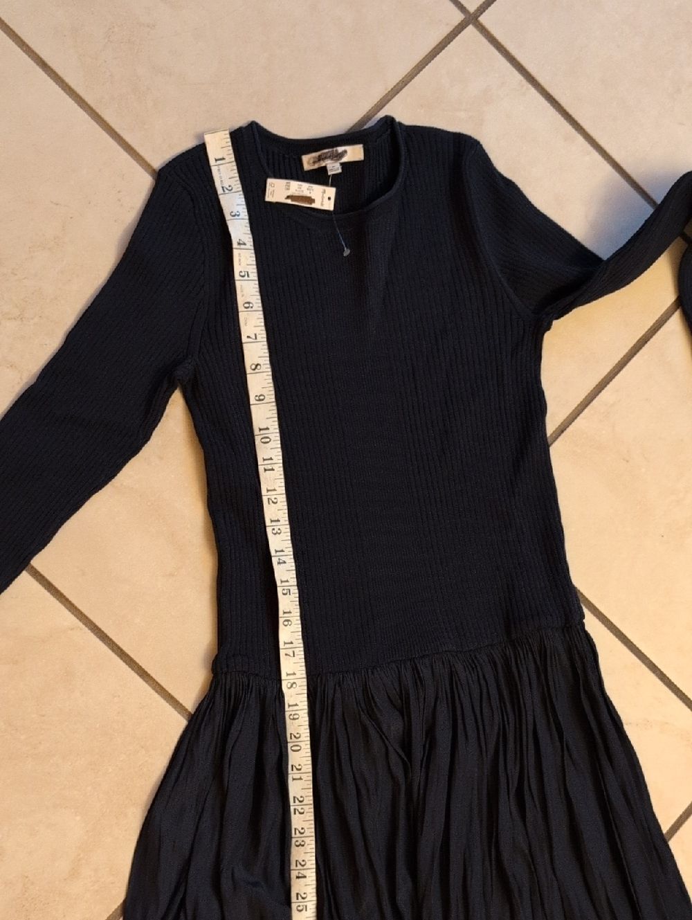 NWT Madewell Addie Ribbed Scoopneck Midi Dress Black Long Sleeve Size M - Picture 6 of 13